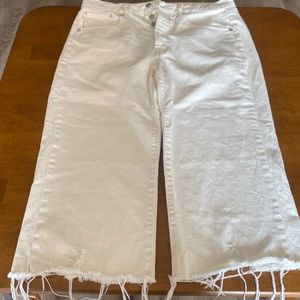 Off white distressed denim